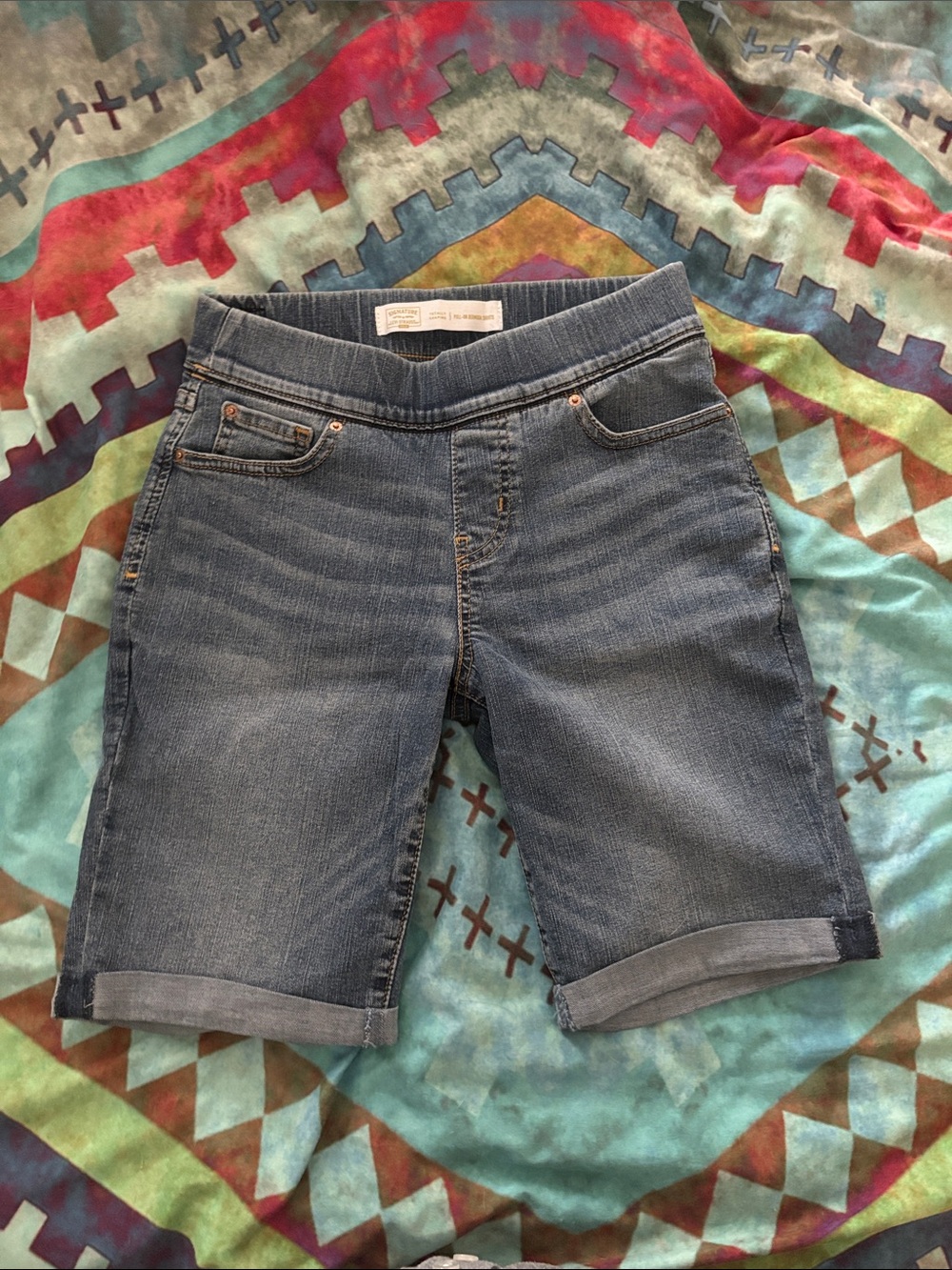 Women’s Stretch Denim Bermuda Shorts - Medium Blue